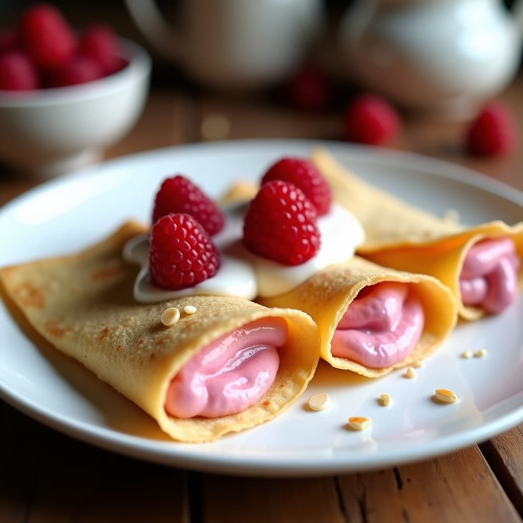 Crepes de Harina de Almendra con Crema de Frambuesa: Postre Keto Sin Gluten en Thermomix
