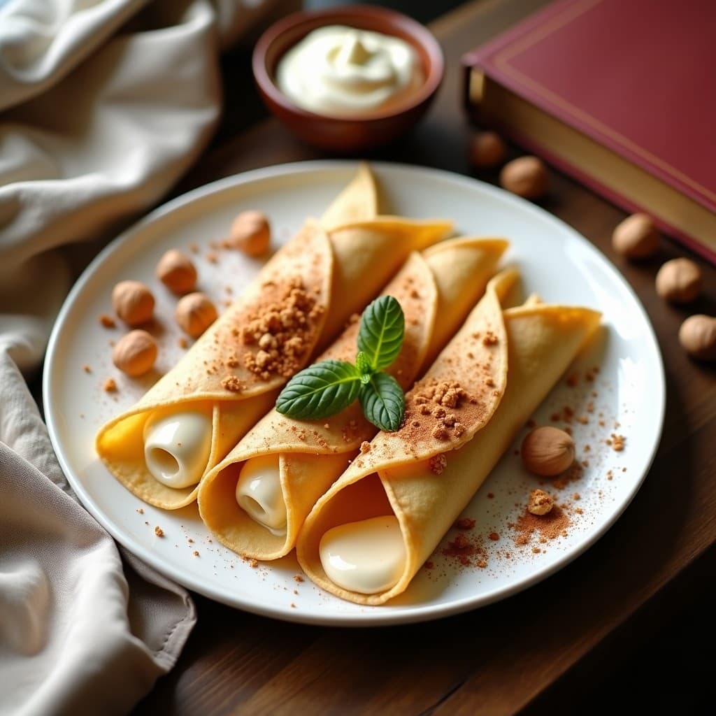 Crepes de Harina de Altramuz con Relleno de Crema de Avellanas: Postre Francés Keto