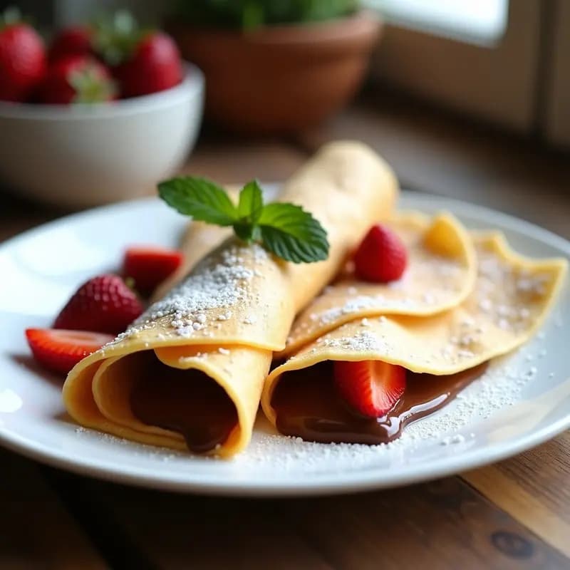Crepes de Harina de Arroz con Nutella y Fresas: Postre Francés Sin Gluten