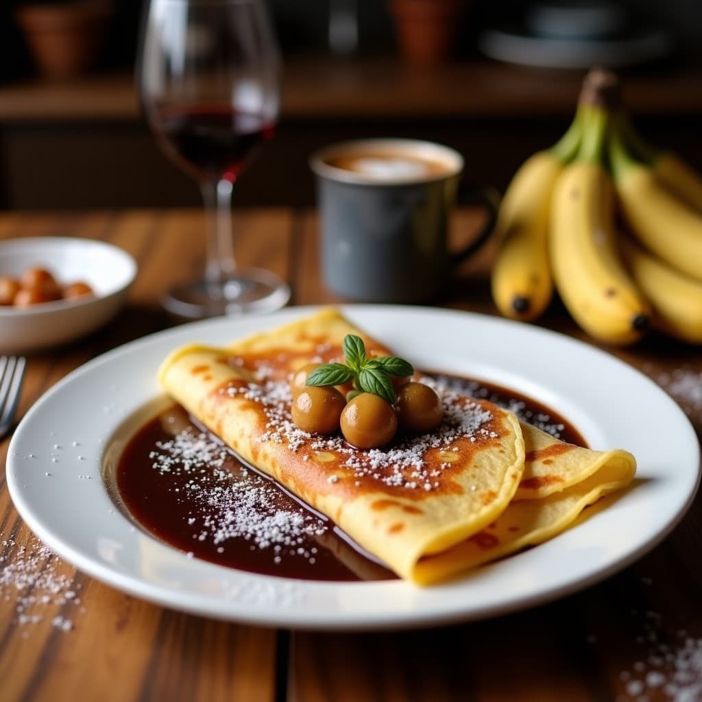 Crepes de Harina de Castaña y Chocolate Negro: Postre Sin Gluten con Relleno de Avellanas Torrefactas