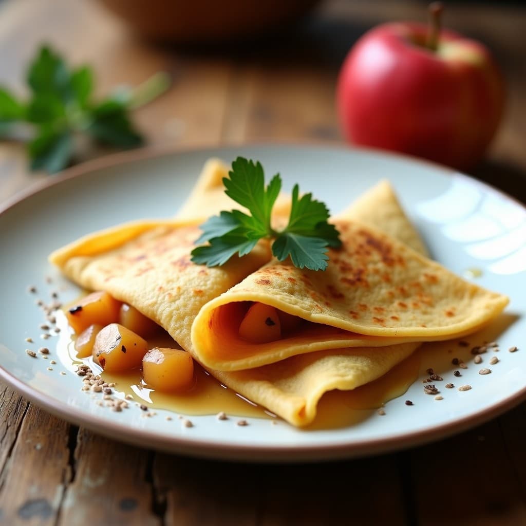 Crepes de Harina de Castanya con Compota de Perejil y Manzana: Receta Italiana Sin Gluten
