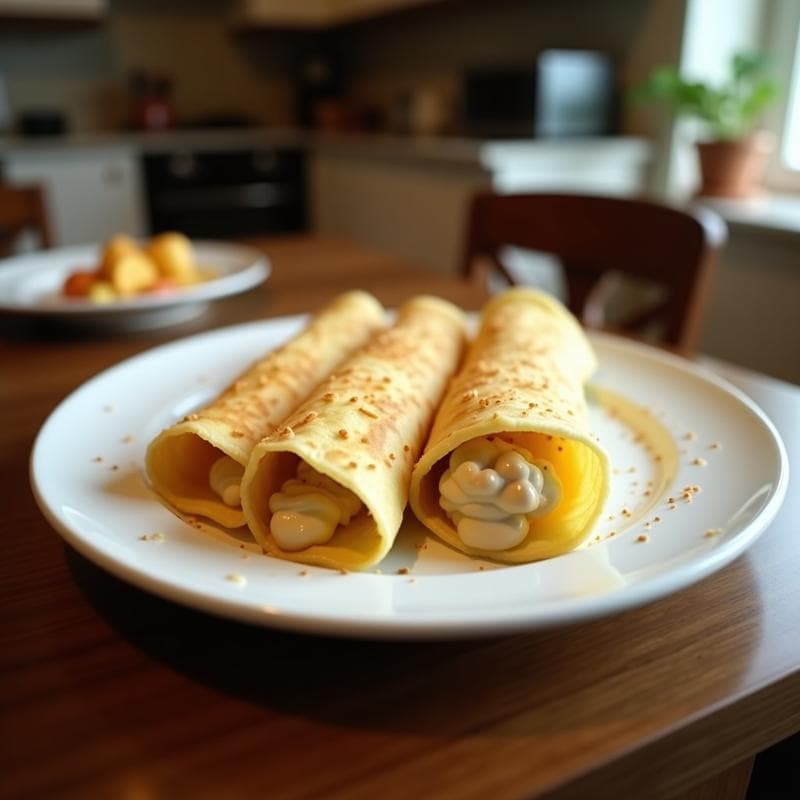 Crepes de harina de coco rellenos de crema de anacardos: desayuno keto sin lácteos
