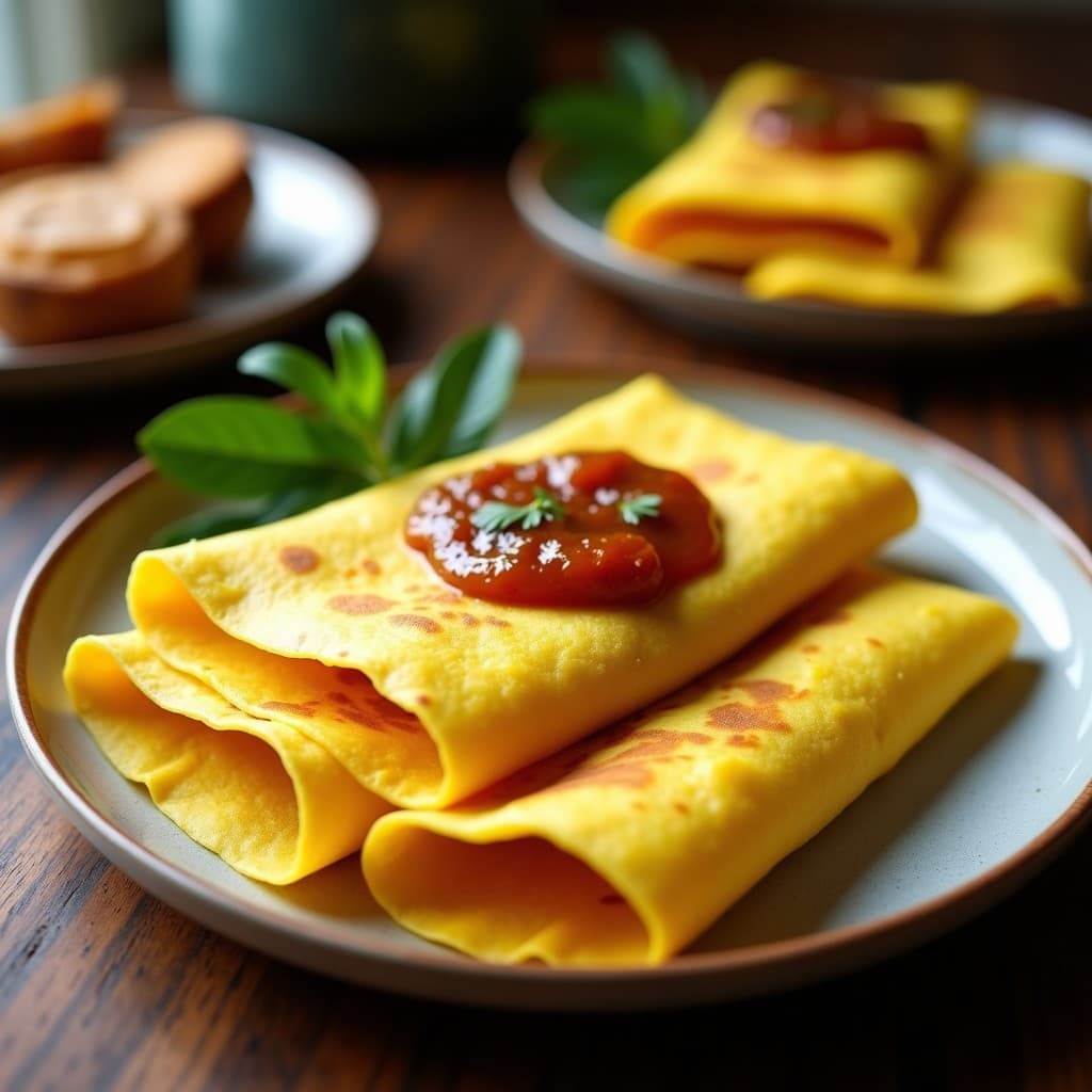 Crepes de Harina de Coco y Cúrcuma: Desayuno Keto Relleno de Mermelada de Chía