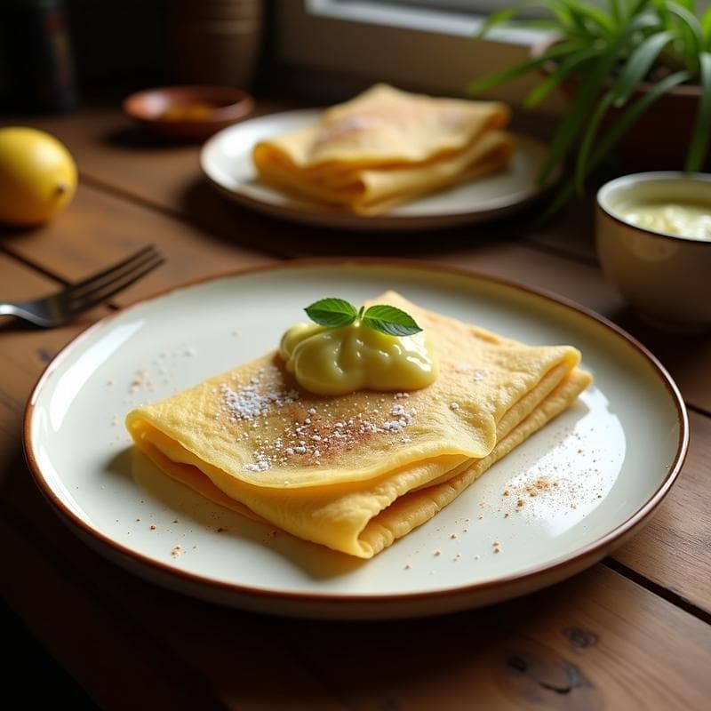Crepes de Harina de Coco y Matcha con Mermelada de Guayaba: Desayuno Sin Gluten