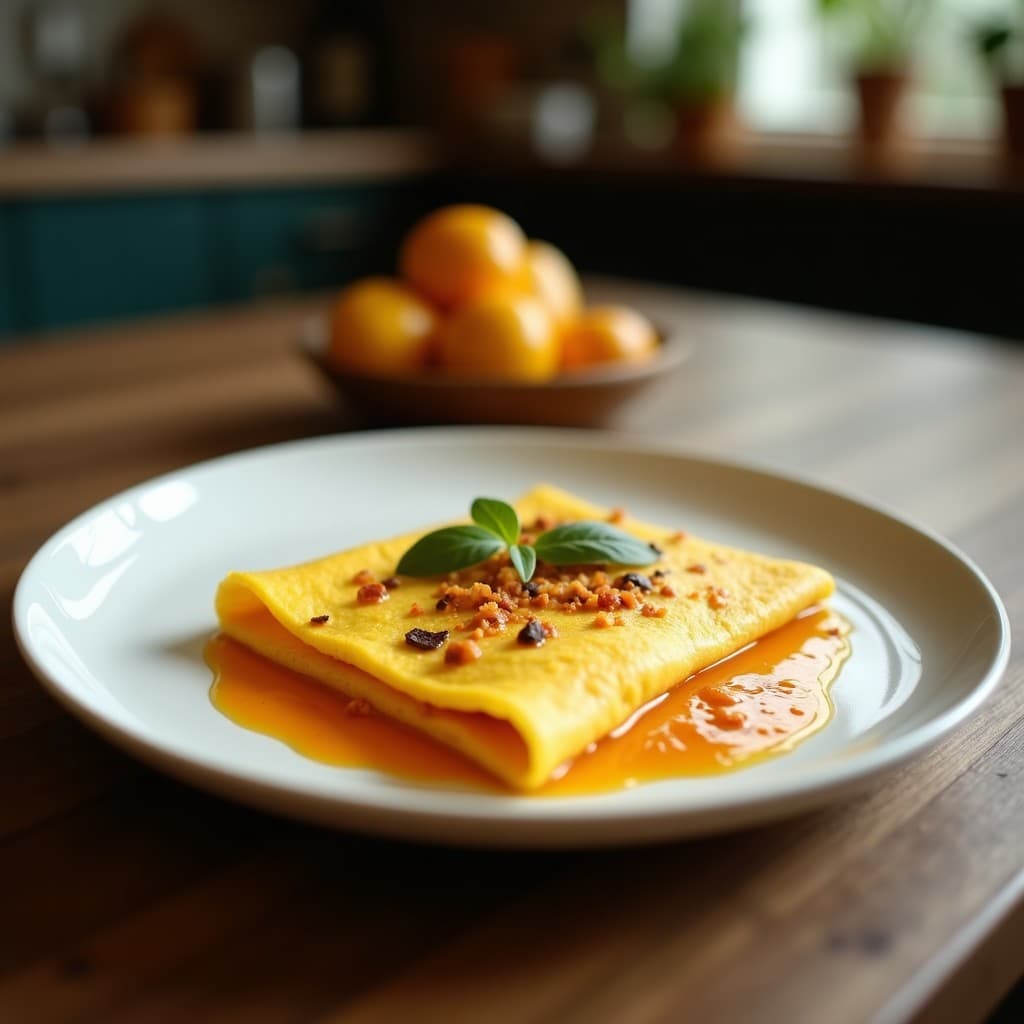 Crepes de Harina de Coco con Salsa de Tamarindo y Mango: Desayuno Tailandés Sin Lácteos