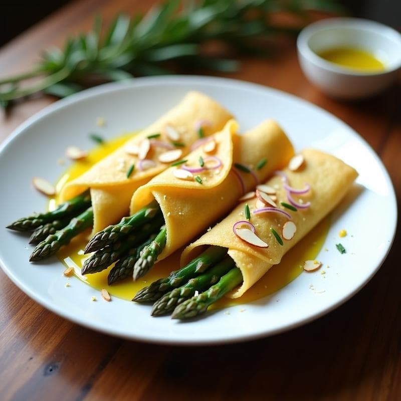 Crepes de Harina de Garbanzo con Relleno de Espárragos y Trufa: Receta Sin Gluten en 15 Minutos