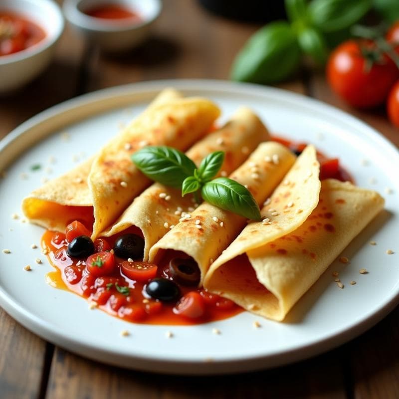 Crepes de Harina de Garbanzo con Salsa de Tomate Seco: Receta Francesa Sin Gluten