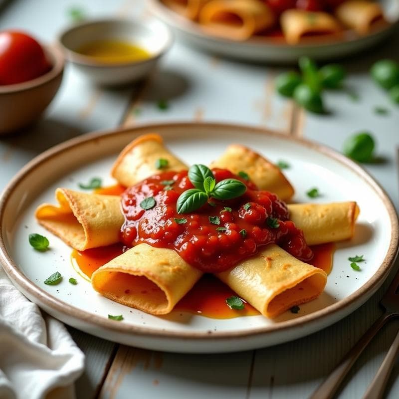 Crepes de Harina de Garbanzos con Salsa de Tomate Casera: Receta Francesa Vegana