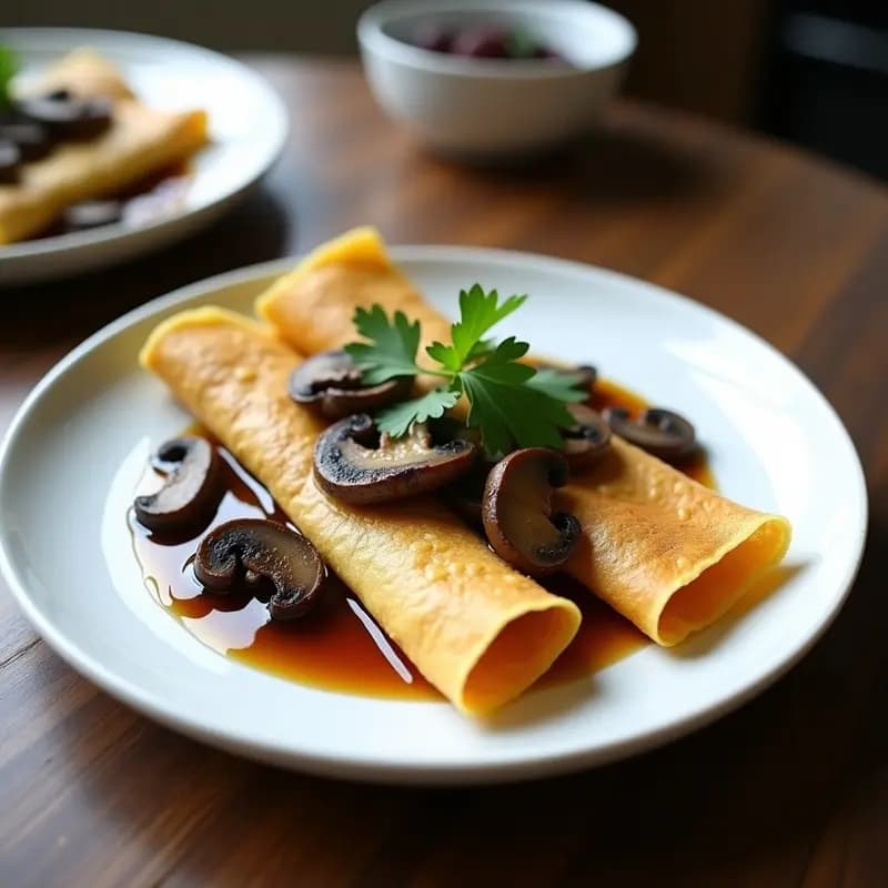 Crepes de Harina de Lentejas con Champiñones y Trufa Negra: Receta Francesa Sin Gluten y Vegana