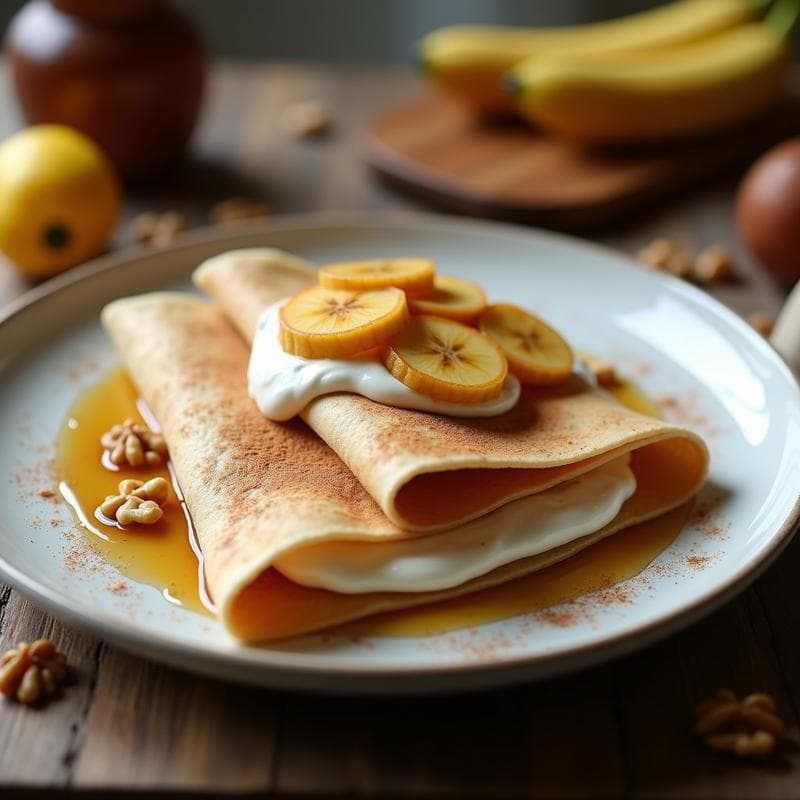Crepes Integrales con Banana Caramelizada: Receta Sin Azúcar y Alta en Fibra en 20 Minutos