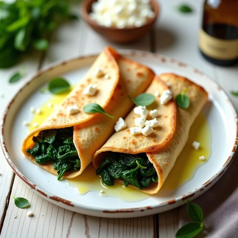 Crepes Integrales de Espinacas y Queso Feta: Receta Rápida y Alta en Proteína