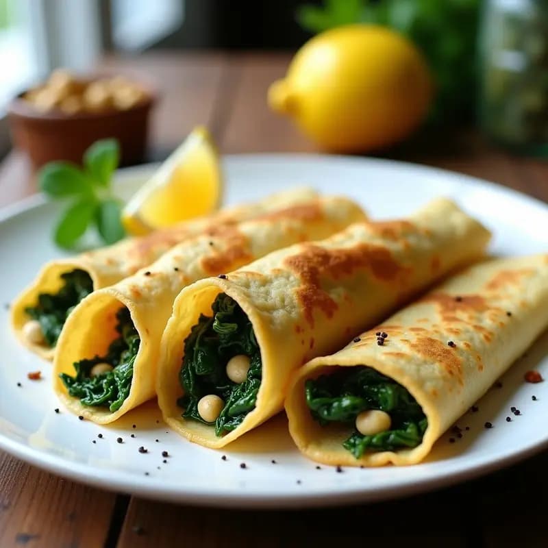 Crepes Integrales Rellenos de Espinacas y Tofu: Receta Vegana Alta en Proteínas en 30 Minutos