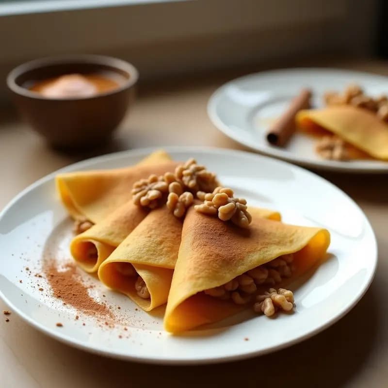 Crepes de Harina de Lentejas con Relleno de Puré de Castaña y Canela: Desayuno Digitaleño Sin Gluten