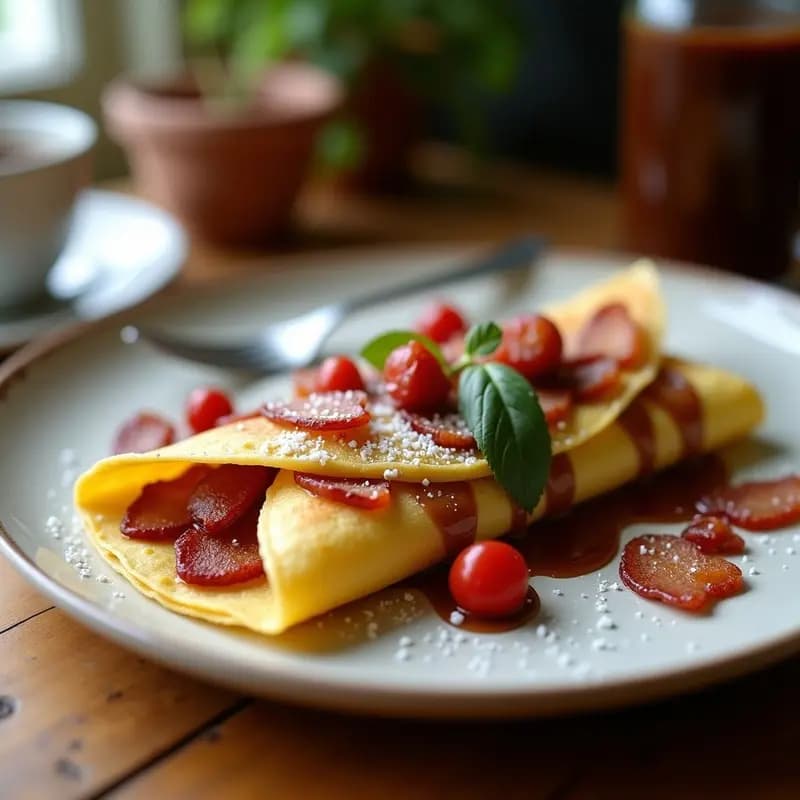 Crepes Rellenos de Nutella, Plátano y Bacon Crujiente: Desayuno o Postre de Lujo Calórico