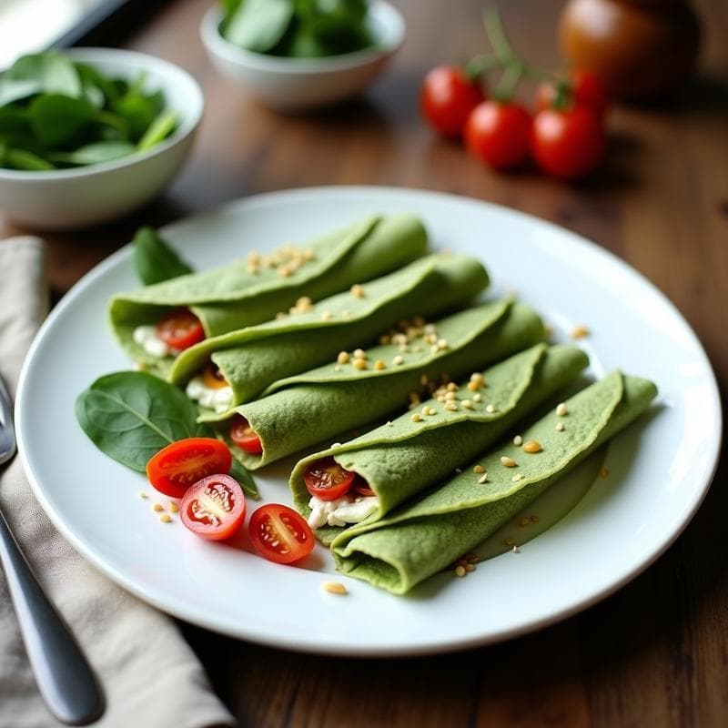 Crepes de Espinacas con Queso Requesón: Receta Proteica y Sin Gluten en 20 Minutos