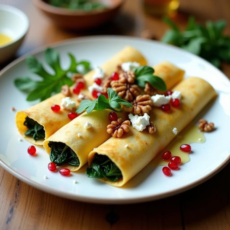 Crepes Salados de Espinaca y Queso de Cabra: Receta Fácil y Elegante en 20 Minutos