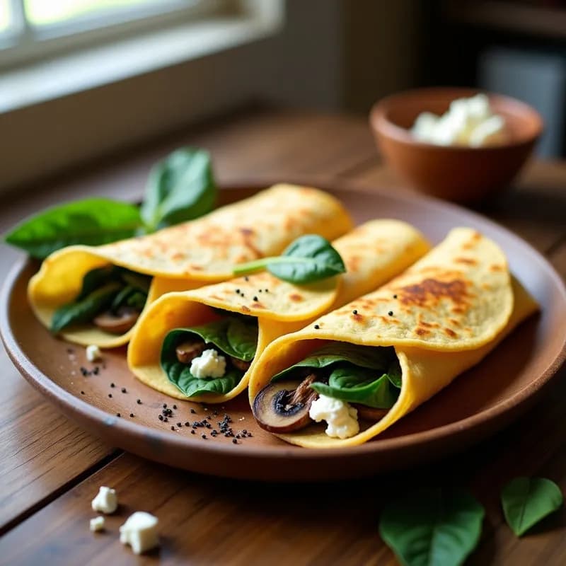 Crepes Salados de Espinacas y Hongos: Receta en Airfryer Sin Aceite