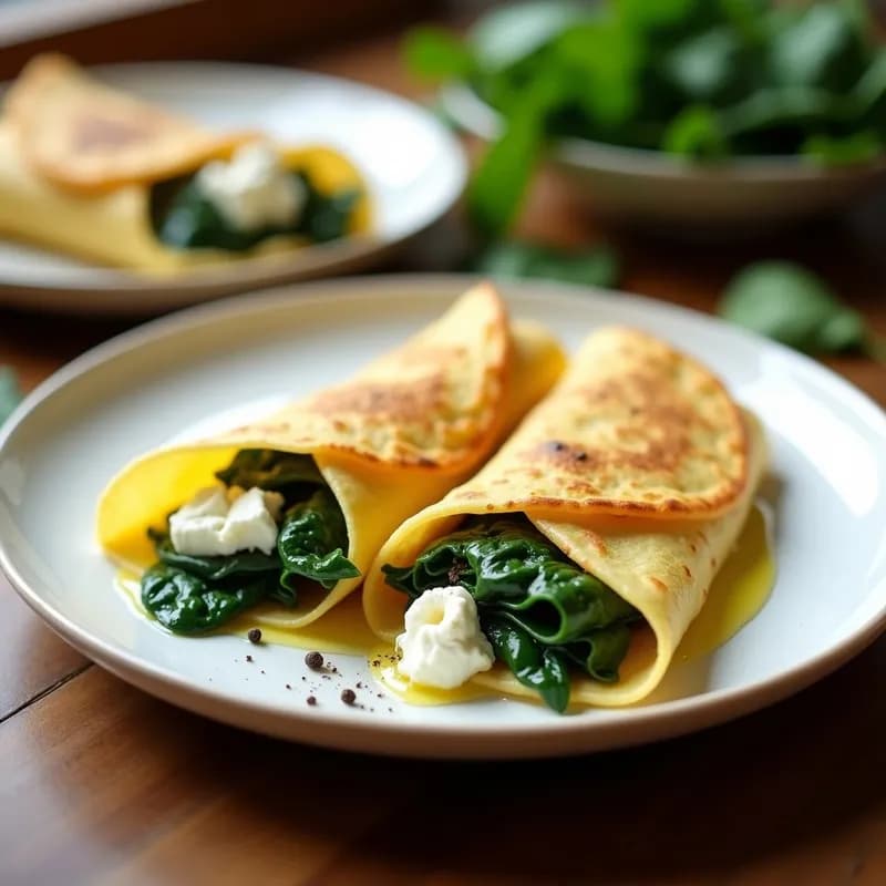 Crepes Salados de Espinacas y Queso de Cabra: Receta Rápida y Sin Gluten