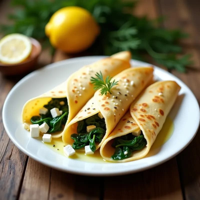 Crepes Salados de Espinacas y Queso Feta: Receta Ligera en 15 Minutos
