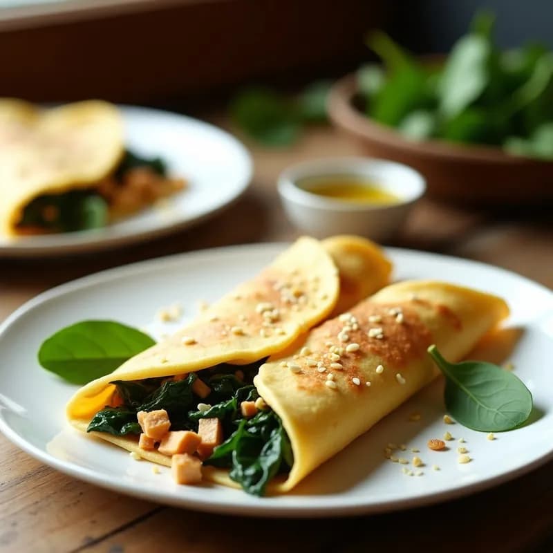 Crepes Salados de Espinacas y Tofu Ahumado: Receta Alta en Proteína en 20 Minutos