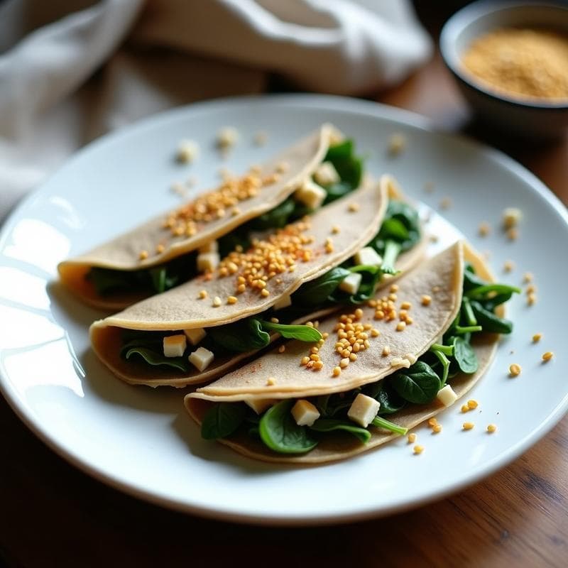 Crepes de Trigo Sarraceno con Espinacas y Tofu: Receta Vegana sin Gluten en 30 Minutos