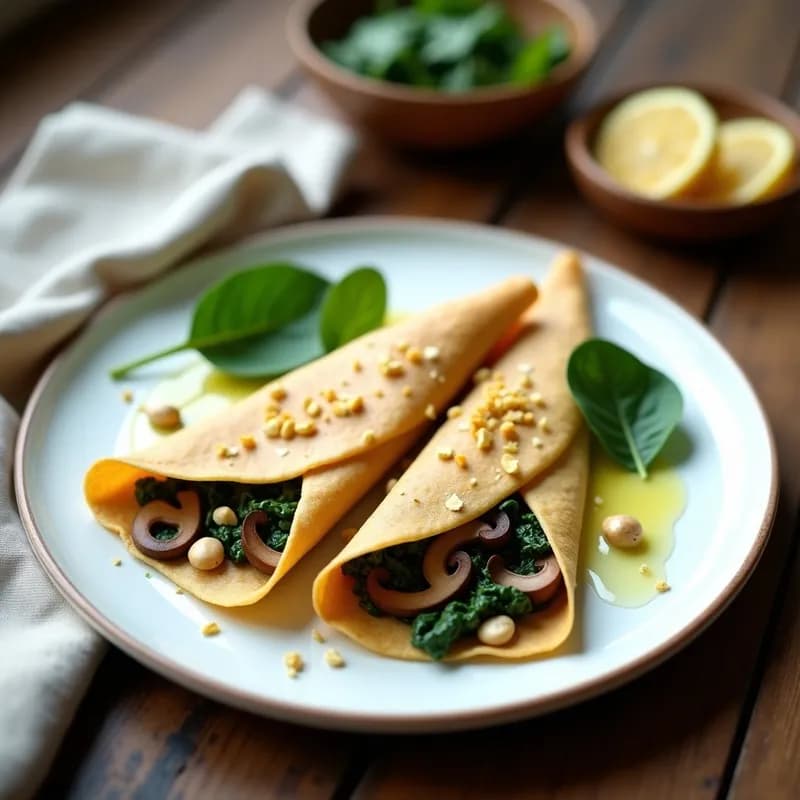 Crepes de Sarraceno con Espinacas y Hongos: Receta Sin Gluten y Alta en Proteína
