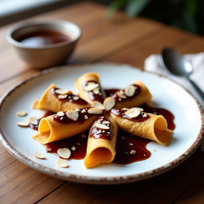 Crepes de Socarrat de Arroz con Caramelo de Algarroba: Postre Español Sin Lactosa