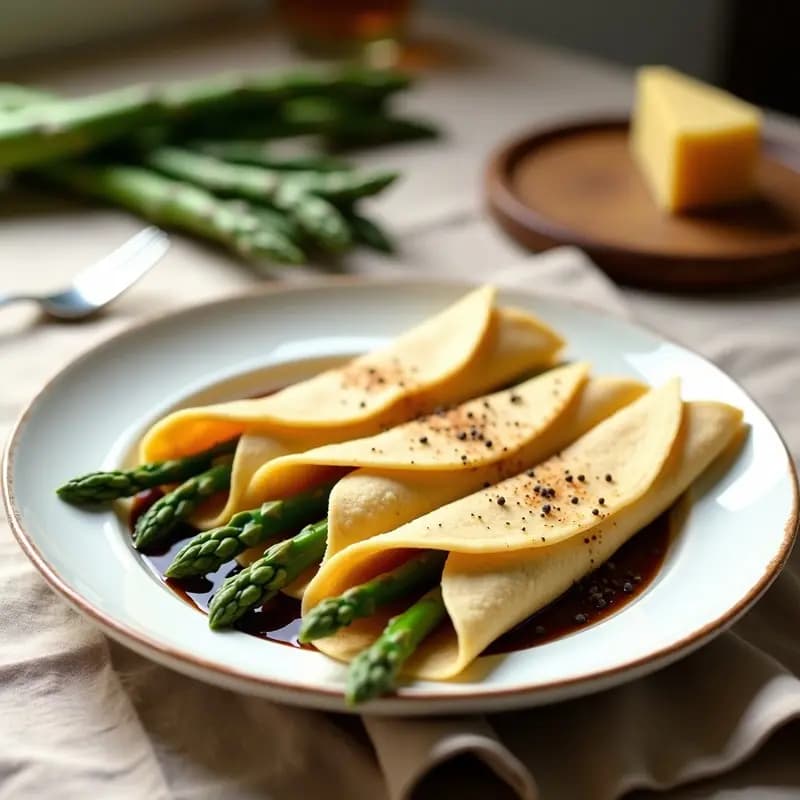 Crepes de Trigo Sarraceno con Relleno de Espárragos y Queso Brie: Desayuno Francés Sin Gluten