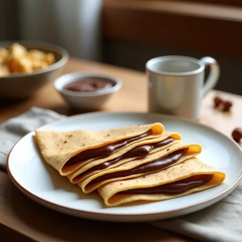 Crepes de Trigo Sarraceno con Nutella Casera de Avellanas: Desayuno Francés Sin Lactosa