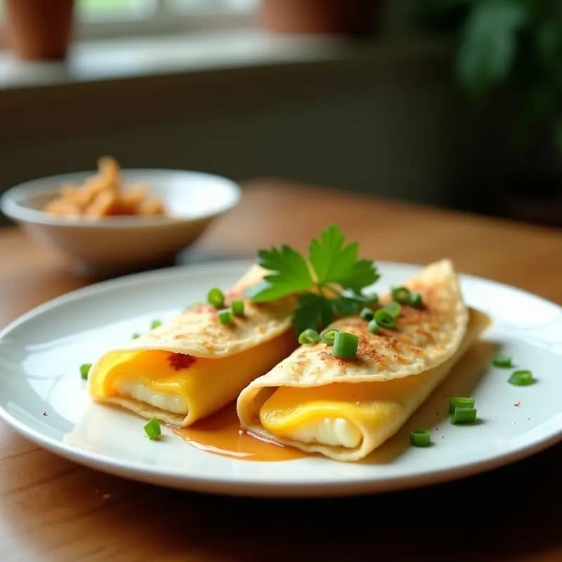 K remit Má Trứng: Crepes Vietnamitas con Huevo y Cebollino para Desayuno en 12 Minutos