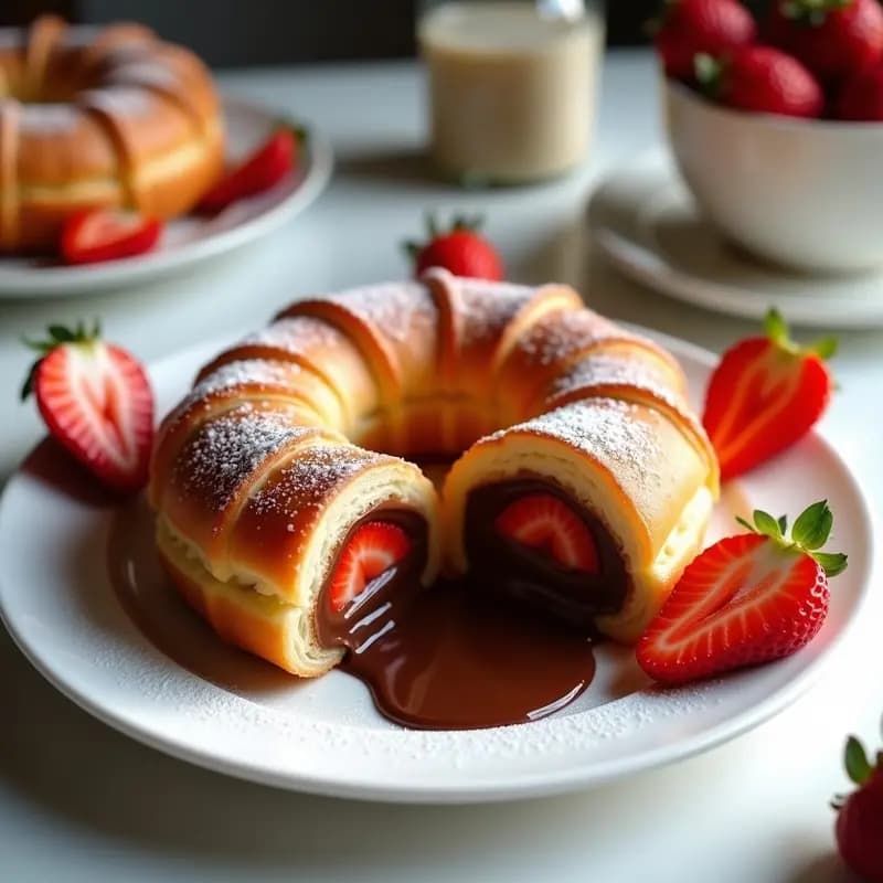 Croissant Donut Relleno de Nutella y Fresas: Desayuno Francés-Americano en Airfryer