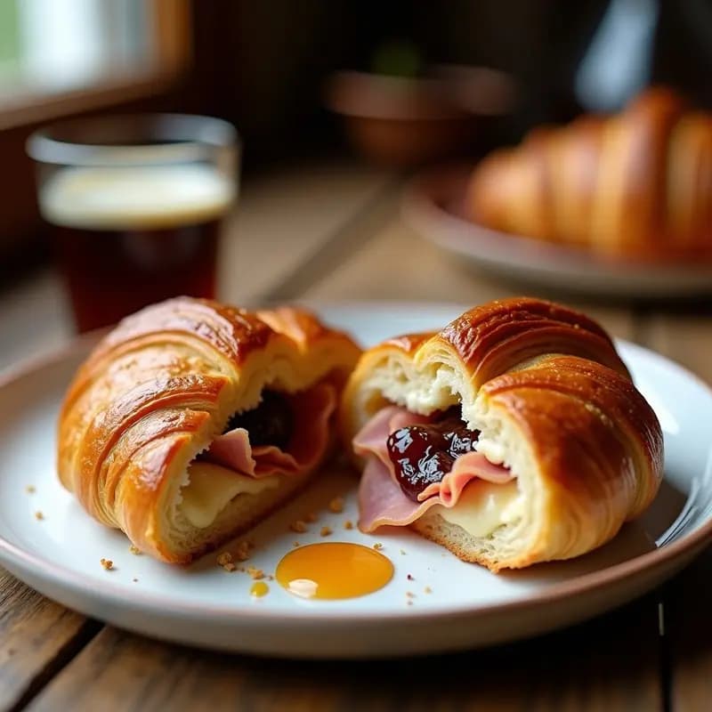 Croissant Relleno de Jamón, Queso y Mermelada de Higo: Dulce y Salado en un Solo Bocado