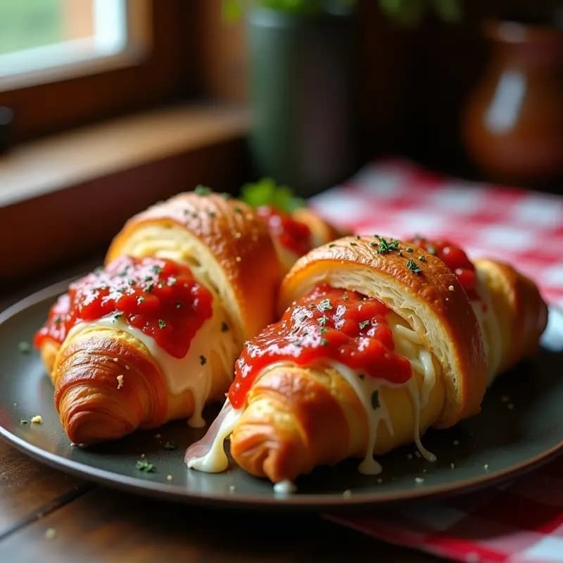 Croissant Relleno de Jamón, Queso y Salsa directa de la Pizza: Desayuno o Cena Rápida