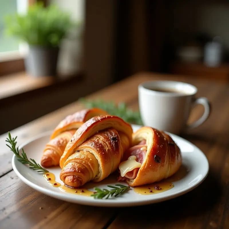 Croissant de Jamón Serrano y Queso Manchego: Desayuno Español Gourmet en 15 Minutos