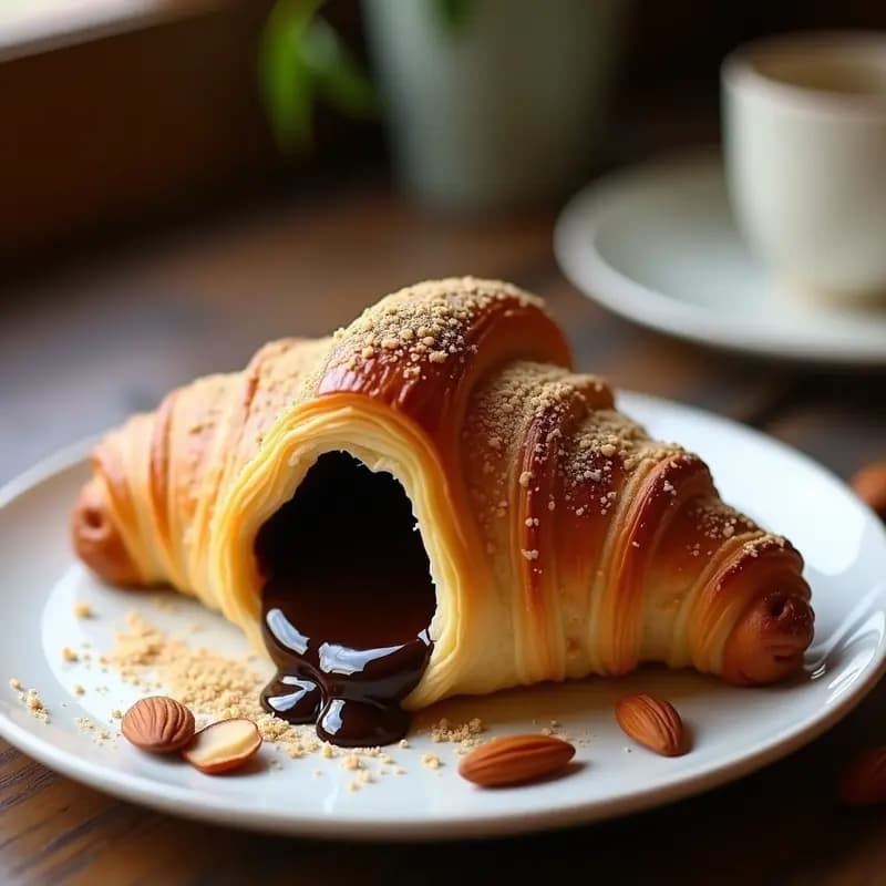 Croissant de Media Luna con Chocolate y Almendras: Desayuno Francés en Airfryer