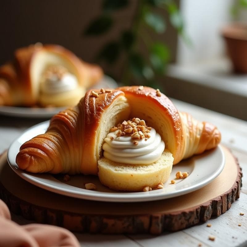 Croissant Vegano de Masa de Almendra Relleno de Crema de Avellanas: Desayuno Sin Gluten
