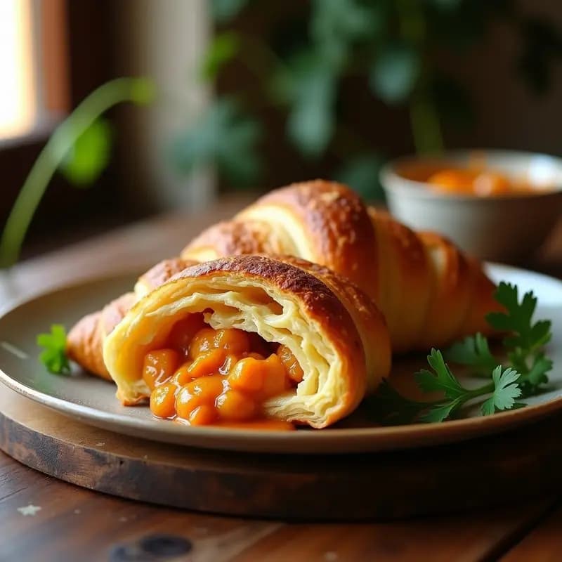 Croissant de Masa Hoja de Yuca Relleno de Pollo al Curry: Receta Francesa Sin Gluten