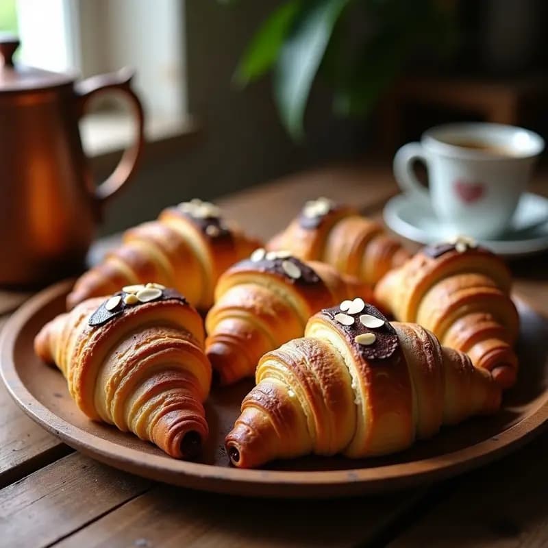 Croissants de Masa de Almendra con Relleno de Chocolate 85%: Desayuno Francés Keto