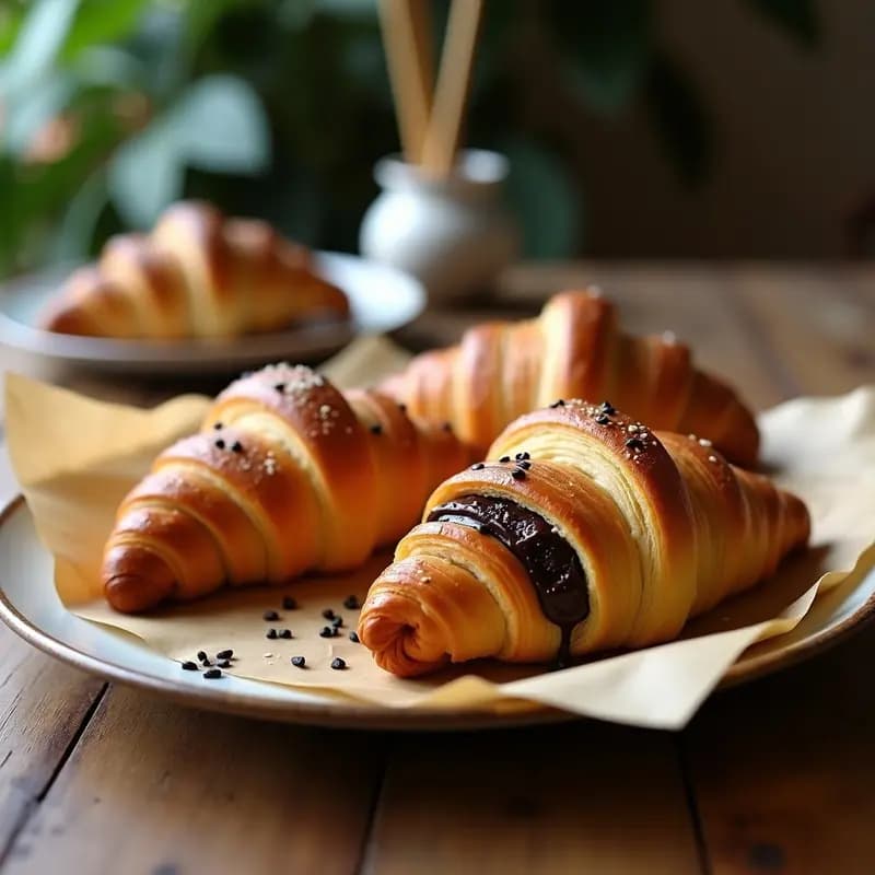 Croissants Rellenos de Chocolate y Wasabi: Postre Francés-Japonés con Toque Picante