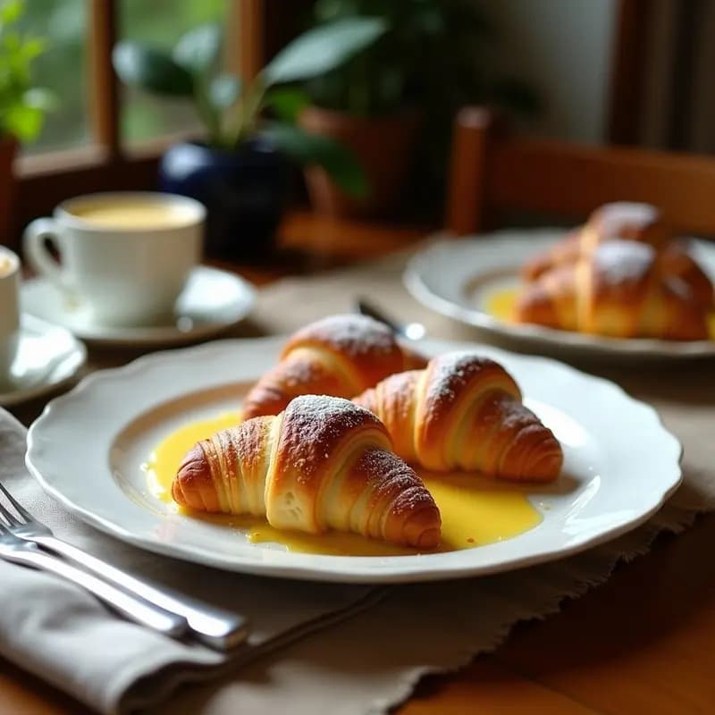 Croissants Rellenos de Crema de Avellana y Plátano: Desayuno Francés Vegano y Sin Horno