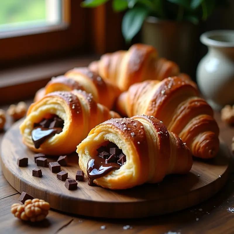Croissants de Masa de Hojaldre con Chocolate y Nuez: Receta Francesa en Airfryer