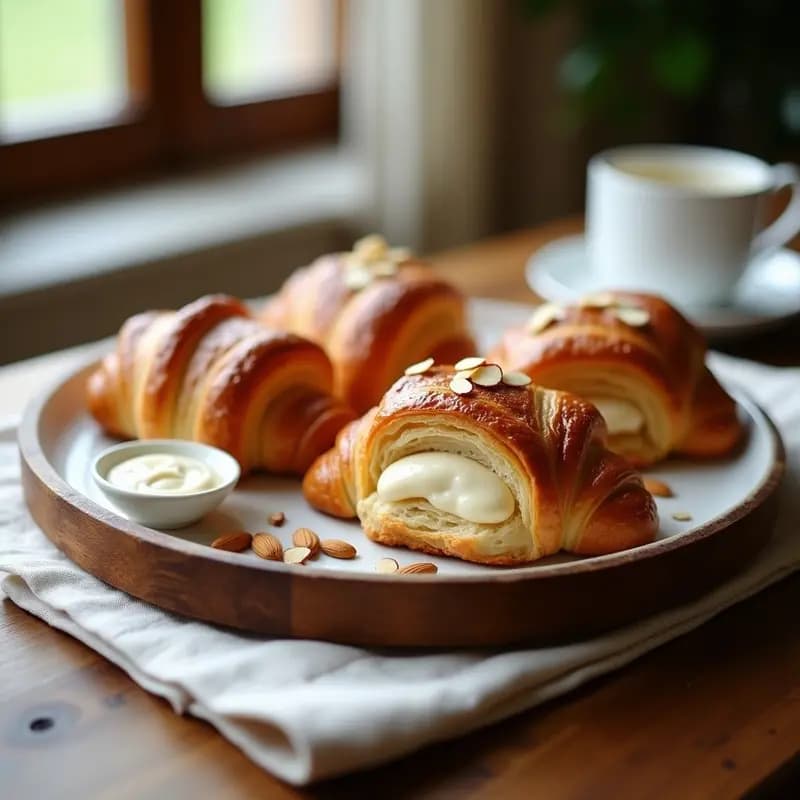 Croissants de Hojaldre Integral Rellenos de Crema de Almendras: Desayuno Francés Sin Harina Blanca