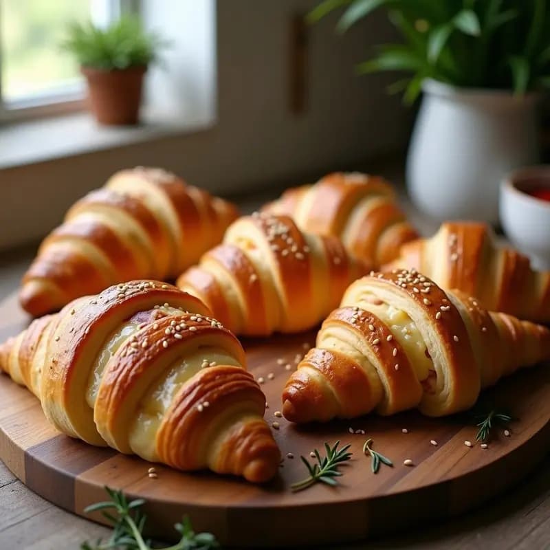Croissants de Hojaldre con Jamón y Queso Gruyère: Receta Francesa en Airfryer Sin Mantequilla