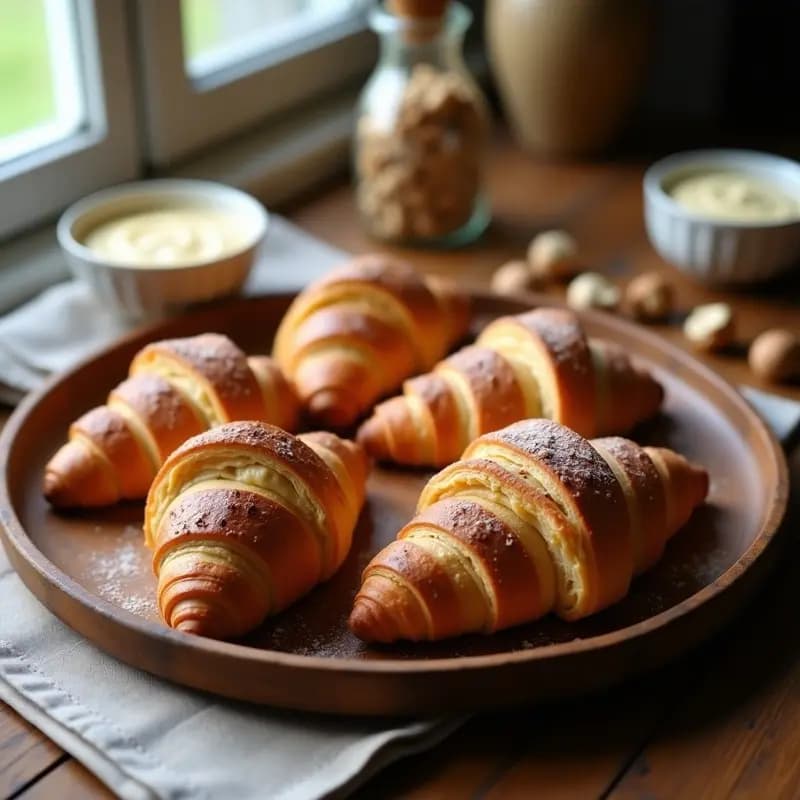 Croissantes de Hojaldre Vegano con Crema de Avellanas: Desayuno Francés Sin Lácteos
