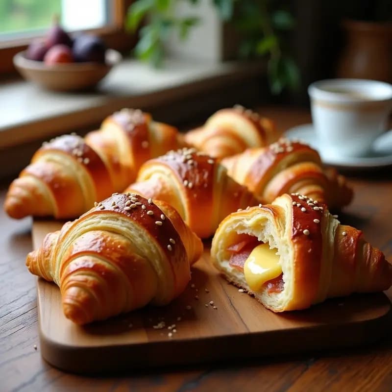 Croissants de Jamón y Queso: Desayuno Francés en Airfryer con Masa de Almendra