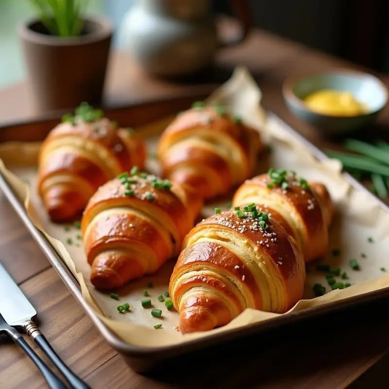 Croissants Rellenos de Jamón y Queso: Desayuno Francés Crujiente y Salado