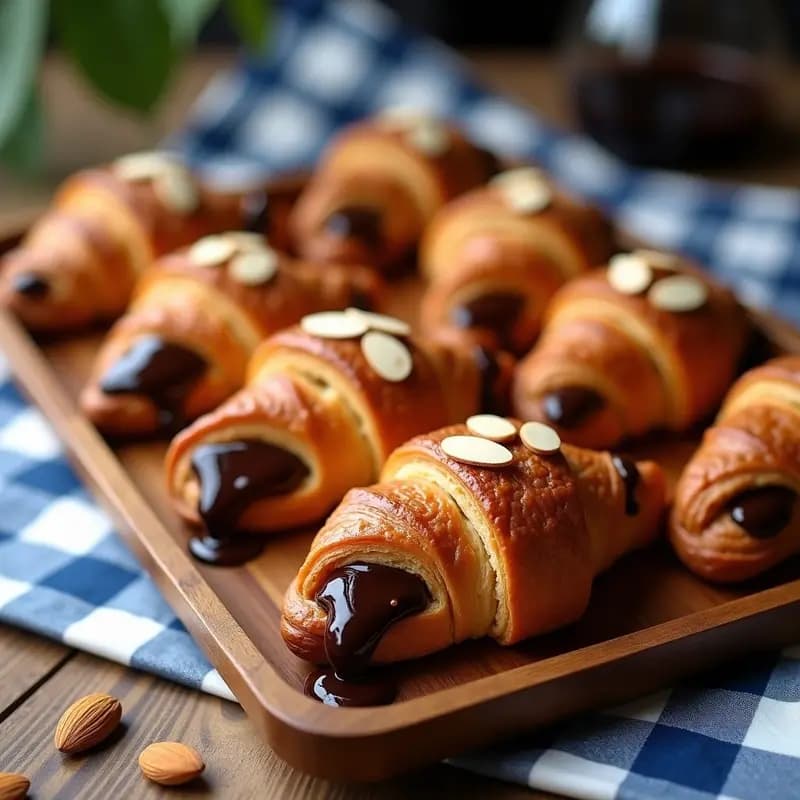 Croissants de Masa de Hojaldre Vegana con Chocolate Amargo: Desayuno Francés Sin Lactosa