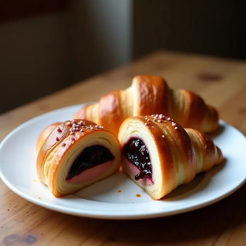 Croissants de Masa Madre Rellenos de Foie Gras y Mermelada de Higo: Desayuno Francés de Autor