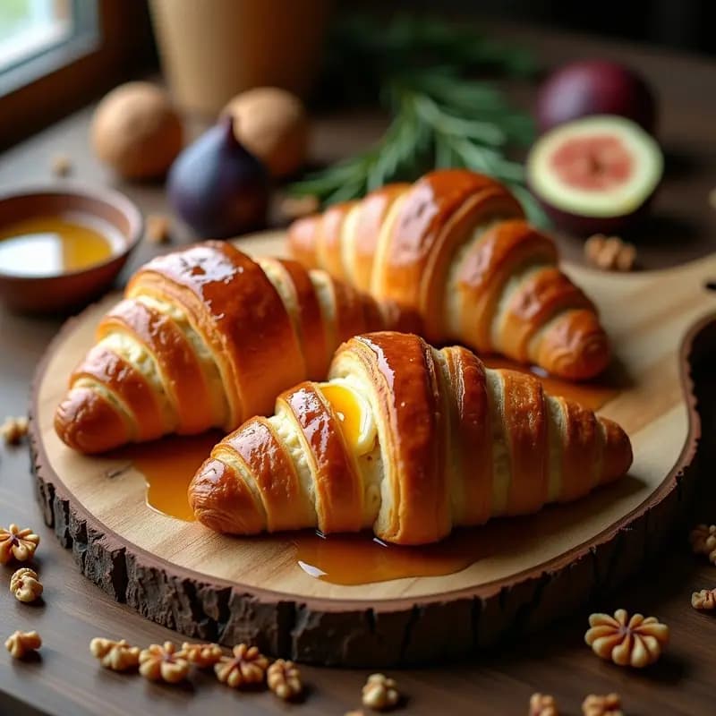 Croissants de Hojaldre Rellenos de Queso Brie y Higos Caramelizados: Receta Francesa en 30 Minutos
