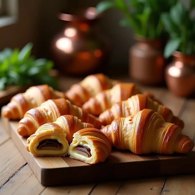 Croissants de Queso Vegano y Jamón de Champiñones: Desayuno Francés Sin Lactosa